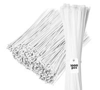 8" White 40 lb (1000 Pack) Zip Ties, Choose Size/Color, by Bolt Dropper