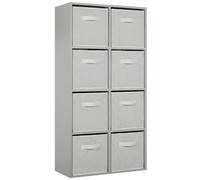 (8 White Drawers) Charles Jacobs Grey 8 Cube Open Book Shelf Storage Unit