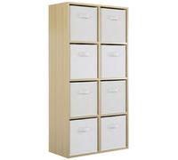 (8 White Drawers) Charles Jacobs Oak 8 Cube Open Book Shelf Storage Unit