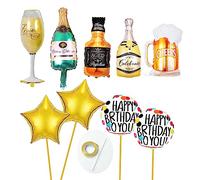 8 Wine Bottle Balloons, Birthday Foil Helium Balloons, Champagne, Beer Balloons, Party Decorations, Wine Bottle Balloons With 1 Blow Tube And 1 Rolled Ribbon