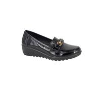(8) Women BOULEVARD Black Patent PU Saddle Trim Wedge Casual PU Wedge Sole