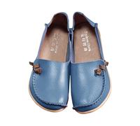 8 Women's Loafers & Moccasins Comfort Walking Cute Flat Loafer Soft Cowhide Leather Loafer Flat Shoes Slip-Ons Ladies Loafers Cowhide Mother's Shoes B0/Light Blue