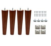 8’’ Wooden Round Cone Tapered Furniture Replacement Legs Walnut M8 Thread Level Mounting Plates Protective Felt Pads Set of 4 Legs for Sofa Cabinet Footstool Chair Bed Ottoman 20 CM