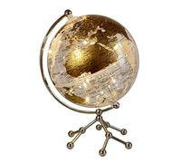 8'' World Globe, Clear Metal Globe with Built-in Gypsophila LED Strip for Home Decor, Office Desktop, Study Education and Night Light (Gold)