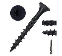 #8 x 1-1/4" Flat Head Outdoor Deck & Lag Screws - Epoxy-Coated Black, Rust Resistant - Torx T25 Star Drive (Includes Bit) - for Timber, Log, Landscaping Wood, 100-pack