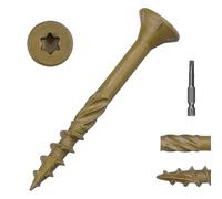 #8 x 1-5/8" Flat Head Outdoor Deck & Lag Screws - Epoxy-Coated Bronze, Rust Resistant - Torx T25 Star Drive (Includes Bit) - for Timber, Log, Landscaping Wood, 100-pack
