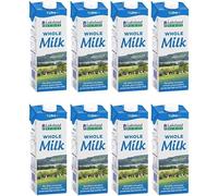 8 x 1 L Lakeland UHT Whole Milk Long Expiry