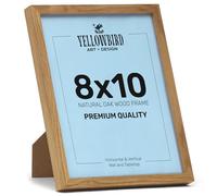 8 x 10 Photo Frame Wood - White Oak Natural Wooden Picture Frames - Art Frames for Wall - Frame with Real Glass - Wall or Tabletop Display