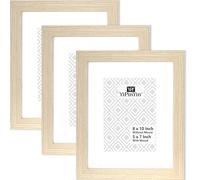 8 x 10Inch Oak Wood Effect Photo Frame set of 3 with mount for 5x7 photo,10x8 Inch Picture frames 3 Pack With Perspex Front for Tabletop or Wall Display