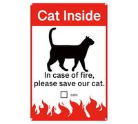 8" x 12" Aluminium Metal Sign Cat Inside - in Case of Fire Please Save Our Cat Security Sign Outdoor Sign (108)