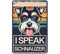 8" x 12" Aluminium Metal Sign I Speak Schnauzer Sunglasses Vintage Lover Dog Home Kitchen Farm Garden Wall Decor (116)
