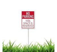 8 x 12 inch Grass Sign with Stakes,No Parking - This Space Is Reserved Aluminum Yard Sign with Long Metal Stakes - Outdoor use