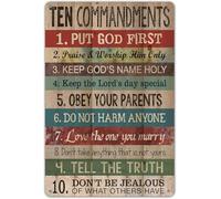 8 X 12 Novelty Funny Sign Ten Commandments Vintage Metal Tin Sign Wall Sign Plaque Poster for Home Bathroom and Cafe Bar Pub, Wall Deco