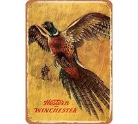 8 x 12 Tin Metal Sign - Vintage 1958 Western Winchester Pheasant Bar Cafe Home Wall Art Deco