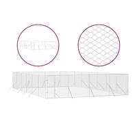 'vidaXL Outdoor Dog Kennel Silver - Spacious 8x12x2 m Galvanized Steel Animal Enclosure with Lockable Door - Ideal for Dogs, Chickens, Rabbits