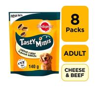 8 X 140G Pedigree Tasty Bites Minis Dog Treats Cheesy Nibbles Cheese & Beef