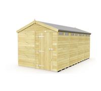 8 x 16 Feet Apex Security Shed - Single Door - L472 x W231 x H217 cm Buttercup Farm Brown One Size