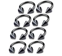 8 x 16 G Circular Horseshoe Ring Barbell Cartilage Circle Septum Nose Lip Eyebrow Spider Bite Tragus Black Spike Ear Choose Size Durability