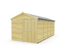 8 x 19 Feet Apex Security Shed - Double Door - L560 x W231 x H217 cm Buttercup Farm Brown One Size