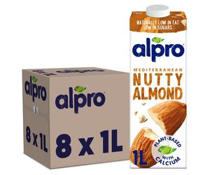 8 x 1L Alpro Mediterranean Nutty Almond Drink Gluten Free Plant-Based
