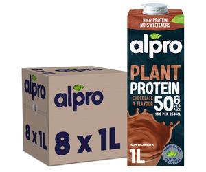 8 x 1L Alpro Plant Soya Protein Drink Chocolate Flavour Gluten Free