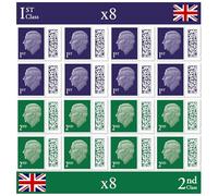 8 x 1st Class Stamps & 8 x 2nd Class Stamps (16 Total) - Barcoded Self-Adhesive Postage Stamps for Standard Mail