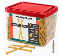 #8 x 2 Deck Screws 5lb - 1-1/2 Inch Wood Screws, Rust Resistant, Exterior Epoxy Coated, Outdoor Decking Screws, Torx/Star Drive Head, T25 Star Bit Included