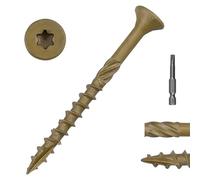 #8 x 2 Flat Head Outdoor Deck & Lag Screws - Epoxy-Coated Bronze, Rust Resistant - Torx T25 Star Drive (Includes Bit) - for Timber, Log, Landscaping Wood, 100-pack