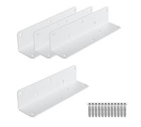8" x 2" x 2" L Brackets Heavy Duty, Large Iron Corner Bracket Metal Joint, Thickness 3mm Including Screws, for Wooden Bookshelf Furniture Cabinet (White-4PCS)