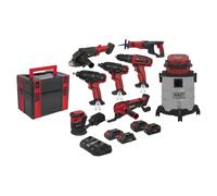 Sealey 8 X 20V Sv20 Series Cordless Tool Combo - 4 Batteries Cp20Vcombo4