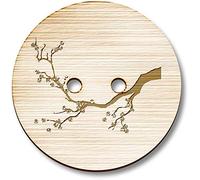 8 x 23mm 'Cherry Blossom Branch' Round Wooden Buttons (BT00045091)