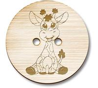 8 x 23mm 'Cute Baby Giraffe' Round Wooden Buttons (BT00125100)