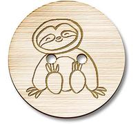 8 x 23mm 'Cute Sloth' Round Wooden Buttons (BT00101797)