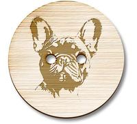 8 x 23mm 'French Bulldog' Round Wooden Buttons (BT00120070)