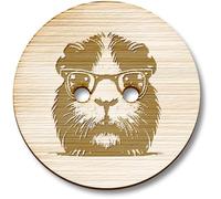 8 x 23mm 'Guinea Pig Wearing Glasses' Round Wooden Buttons (BT00125160)