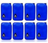8 x 25L JERRY CAN | UN Approved Stackable Bottle Container + Tamper Evident Cap | Perfect for Storage of Potable Water Liquids Waste | Food Grade BLUE