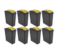 8 x 25L Plastic Recycle Bin Tall Lift Top Lid Rubbish Dustbin Kitchen Garden UK