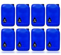 8 X 25L Plastic Water Container Jerry Can Un Certified, Food Grade, Ideal For Outdoor, Camping, Emergency, And Industrial Use Blue