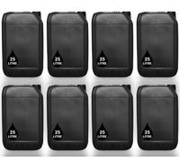 8 X 25L Plastic Water Container Jerry Can Un Certified Food Grade Ideal For Outdoor Camping, Emergency And Industrial Use Black