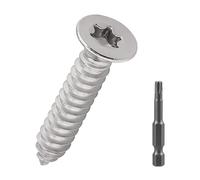 #8 x 3/4" Torx Flat Head Sheet Metal Screws 100 Pack, 304 Stainless Steel 18-8 Self Tapping Screws for Metal & Wood & Plastic, with 50mm Star Driver Bit