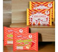 8 x 32g Caramel Wafer Bundle With Tunnocks Caramel Log Wafer Biscuits and 8 x 30g Real Milk Chocolate Caramel Wafer Biscuits(Total 496g)