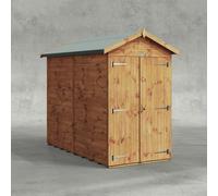 Powersheds Apex 8' x 4' Windowless Double Door Garden Shed, Brown