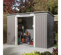 Rowlinson Trentvale 8X4 Metal Pent Shed - Light Grey, Grey