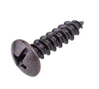 #8 x 5/8" Antique Brass Round Head Phillips Wood Screws - Pack of 100 - Self Tapping Truss Head Screws for Wood - TH858-SABQ