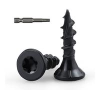 #8 x 5/8" Flat Head Outdoor Deck & Lag Screws - Epoxy-Coated Black, Rust Resistant - Torx T25 Star Drive (Includes Bit) - for Timber, Log, Landscaping Wood, 100-pack