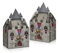 8 x 5 x 3 Inches Medieval Castle Box Cardboard Castle Halloween Knight Theme Party Supplies DIY Box for Mardi Gras Medieval Party Birthday Centerpiece(24 Pieces)