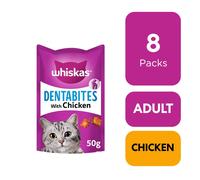 8 X 50G Whiskas Dentabites Dental Cat Treats Chicken Cat Biscuits 400G