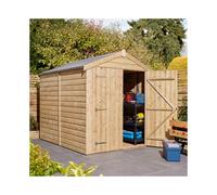 Rowlinson 8x6 Shiplap Apex Shed Double Door, Brown