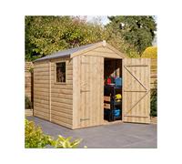 8 x 6 Feet Double Door Shiplap Apex Shed with window - Timber - L244 x W194 x H220 cm - Natural Timber Finish
