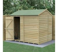 Forest Garden 4LIFE Reverse Apex Shed 8x6, 1 Door No Windows, Brown